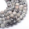 Round Natural Black Silk Stone/Netstone Bead Strands G-R345-10mm-20-1