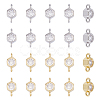 20Pcs 2 Colors Rack Plating Brass Pave Clear Cubic Zirconia Connector Charms KK-FI0001-05-1