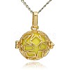 Golden Tone Brass Hollow Round Cage Pendants KK-J231-01G-1