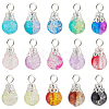 225Pcs 15 Colors Spray Painted Crackle Glass Pendants PALLOY-AB00090-1