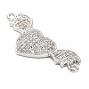 Brass Micro Pave Clear Cubic Zirconia Heart with Bat Wings Connector Charms KK-L229-053P-2