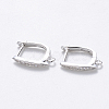 Brass Micro Pave Cubic Zirconia Hoop Earring Findings with Latch Back Closure X-KK-T048-033P-NF-1