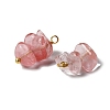 Cherry Quartz Glass Pendants KK-P242-31G-07-2