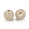 Brass Micro Pave Clear Cubic Zirconia Beads ZIRC-D274-02G-03-2