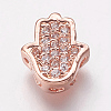 Brass Cubic Zirconia Beads KK-P134-05RG-1