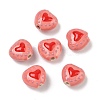 Heart Pattern Handmade Porcelain Enamel Beads PORC-G016-03L-1