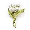 Bouquet Alloy Brooch with Resin Pearl JEWB-O009-14-1