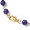 Blue Round Glass Rosary Bead Necklaces NJEW-JN05626-5