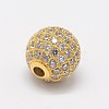 CZ Brass Micro Pave Cubic Zirconia Round Beads ZIRC-L017-03G-2