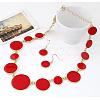 Alloy Enamel Flat Round Link Chain Necklaces & Dangle Earrings Sets for Women FS-WG50978-01-1