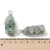 Rack Plating Copper Wire Wrapped Natural Green Aventurine Chip Big Pendants G-C130-01P-08-3