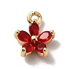 Brass Cubic Zirconia Flower Charms KK-O141-01G-07-1