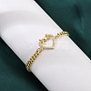 Brass Micro Pave Clear Cubic Zirconia Link Bracelets BJEW-Z082-03G-02-3