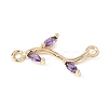 Brass Micro Pave Cubic Zirconia Connector Charms CU-CBAA2A4-01G-02-1