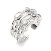 Brass Micro Pave Cubic Zirconia Cuff Open Rings RJEW-C158-02P-4
