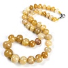 Natural Topaz Jade Rondelle Graduated Beaded Necklaces for Women Men NJEW-K388-02L-1
