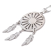 Non-Tarnish Woven Net/Web with Feather 201 Stainless Steel Boho Pendant Necklaces for Women NJEW-G087-05P-2