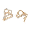 Clear Cubic Zirconia Heart Hoop Earrings EJEW-L292-003G-2