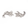 Brass Micro Pave Cubic Zirconia Bird Pendants KK-E068-VB297-3