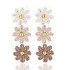Flower Brass Raffia Dangle Stud Earrings FS-WGB7A43-05-1