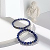 Natural Lapis Lazuli(Dyed) Round Beads Stretch Bracelets Set BJEW-JB06980-03-4