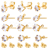 Brass Micro Pave Cubic Zirconia Stud Earring Findings KK-BBC0022-24-7