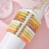 10Pcs Polymer Clay Disc & Glass & Brass Beaded Stretch Bracelets Set BJEW-JB09676-03-2