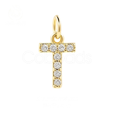 Brass Cubic Zirconia Pendants with Jump Rings FIND-PW0024-09T-1