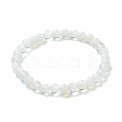 Opalite Beaded Stretch Bracelets BJEW-A117-B-07-1