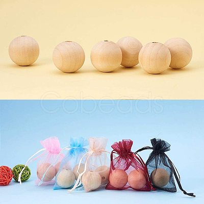 Round Unfinished Wood Beads WOOD-PH0008-12-1