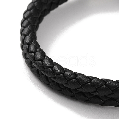 Men's Braided Black PU Leather Cord Multi-Strand Bracelets BJEW-K243-30AS-1