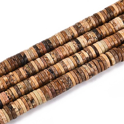 Natural Picture Jasper Beads Strands G-T142-6mm-09-1