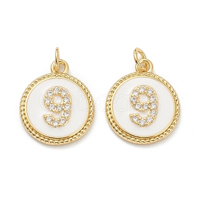 Brass Micro Pave Clear Cubic Zirconia Charms ZIRC-J040-44G-09-1