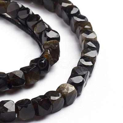 Natural Golden Sheen Obsidian Beads Strands G-E560-A11-4mm-1