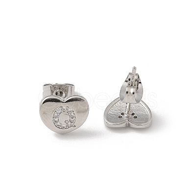 Rack Plating Brass Micro Pave Clear Cubic Zirconia Stud Earrings EJEW-K299-01P-Q-1