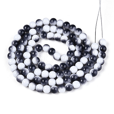 Two Tone Opaque Baking Paint Glass Beads Strands DGLA-Q027-8mm-04-1