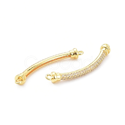 Brass Micro Pave Clear Cubic Zirconia Normal Link Connectors ZIRC-K086-31G-1