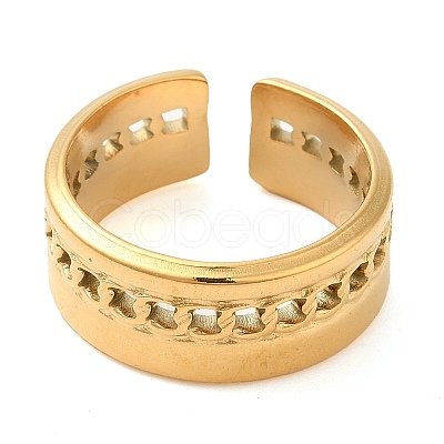 304 Stainless Steel Hollow Open Cuff Rings for Women STAS-D085-38G-1