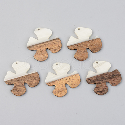 Opaque Resin & Walnut Wood Pendants RESI-S389-052A-C04-1