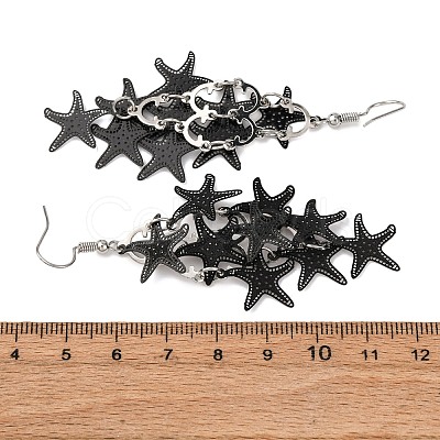 430 Stainless Steel Starfish Dangle Earrings EJEW-A137-11EB-1