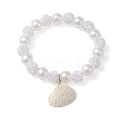 4Pcs 4 Style ABS Plastic Imitation Pearl Beaded Stretch Bracelets Set BJEW-JB10104-1