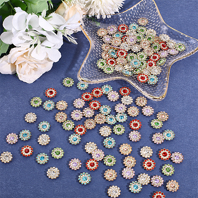 120Pcs 6 Colors Alloy Rhinestone Snap Buttons DIY-CY0002-30-1
