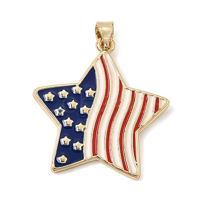 Independence Day Brass Enamel Pendants KK-CBAA41C-16C-G-1