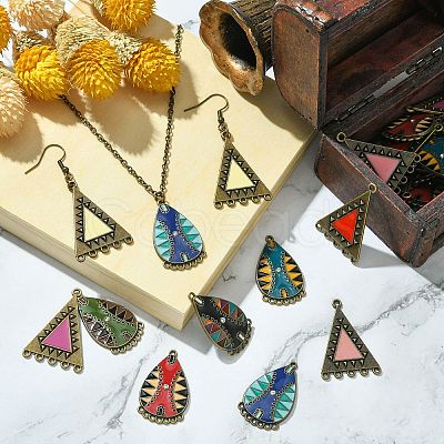 40Pcs 10 Styles Alloy Enamel Chandelier Component Links FIND-CJ0001-81-1