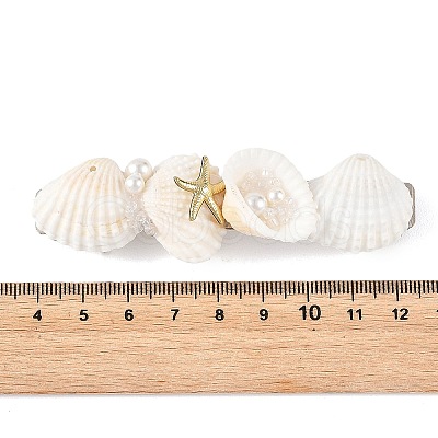 Natural Shell & Shell Pearl Hair Barrettes PHAR-TA000011-1