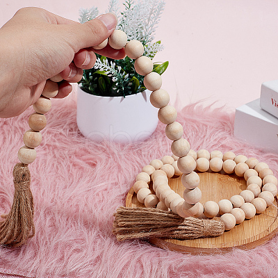 Wood Bead Pendant Decoration AJEW-OC00001-1