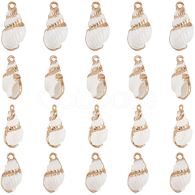 30Pcs Electroplated Spiral Shell Pendants SSHEL-SC0001-29A-1