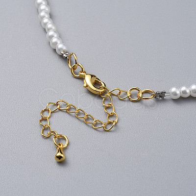 Glass Pearl Beads Pendants Necklaces NJEW-JN02564-1