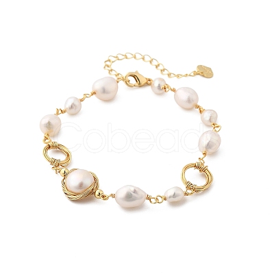 Pearl Beaded Bracelets BJEW-P350-02G-1