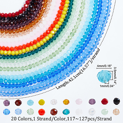 AHADERMAKER 20 Strand 20 Colors Glass Beads Strands GLAA-GA0001-65-1